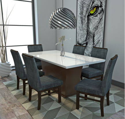 Mesa Capri 170x90 c/ pé Central Invertido c/6 cad. Capri